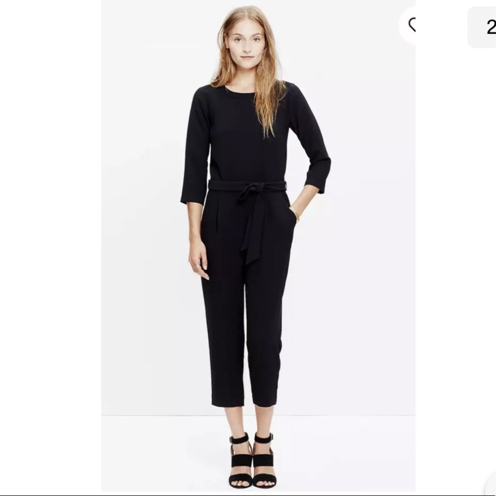 MADEWELL Sloan Black jumpsuit size 2 Casual career 3/4 sleeves
